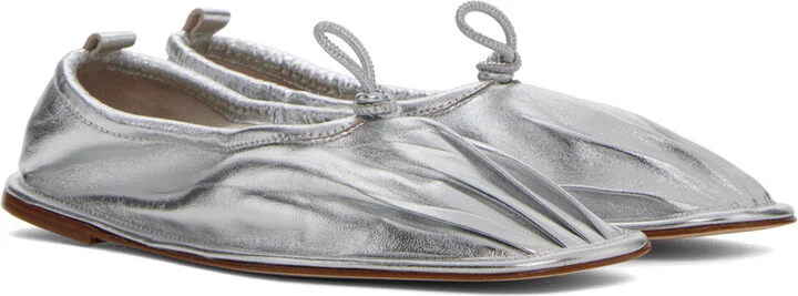 HEREU SSENSE Exclusive Silver Puntera Ballerina Flats - Image 4