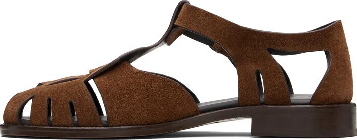HEREU Tan Pesca Suede Sandals - Image 3