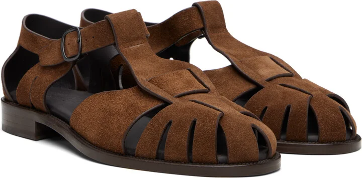 HEREU Tan Pesca Suede Sandals - Image 4