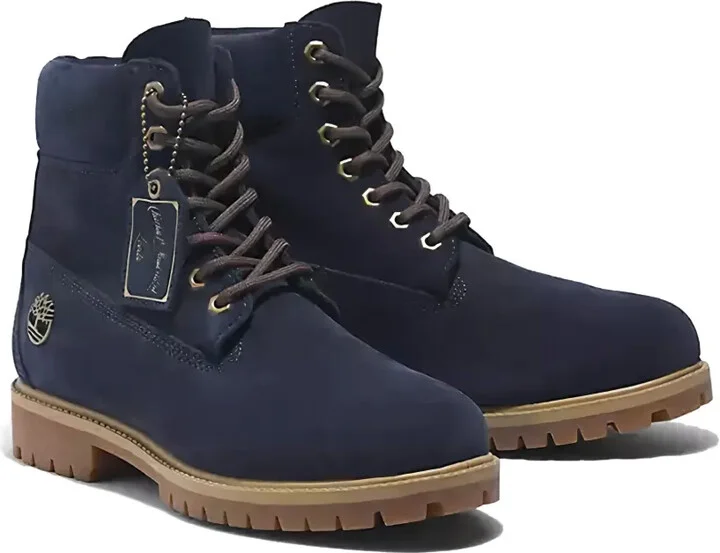 Heritage 6 Inch Lace Up Waterproof "Dark Blue Suede" boots - Image 2