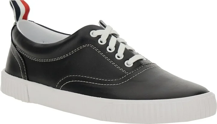 'heritage' Black Sneakers With Logo Tab On Heel In Leather Man - Image 2