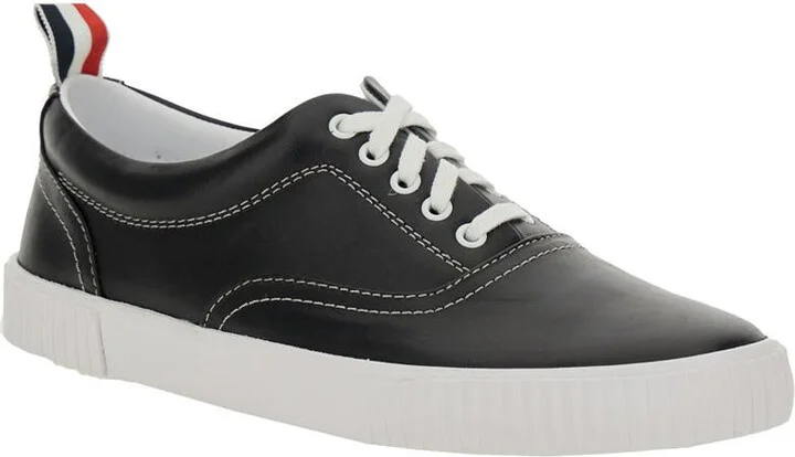 'Heritage' Black Sneakers With Logo Tab On Heel In Leather Man - Image 2