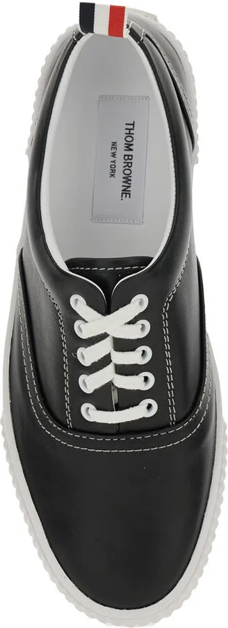 'Heritage' Black Sneakers With Logo Tab On Heel In Leather Man - Image 4