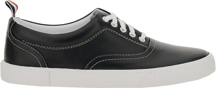 'heritage' Black Sneakers With Logo Tab On Heel In Leather Man