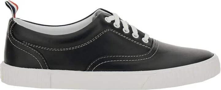 'Heritage' Black Sneakers With Logo Tab On Heel In Leather Man