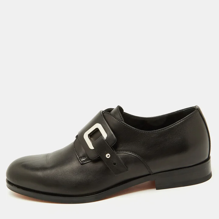 Hermes Black Leather Denis Monk Strap Shoes Size 40
