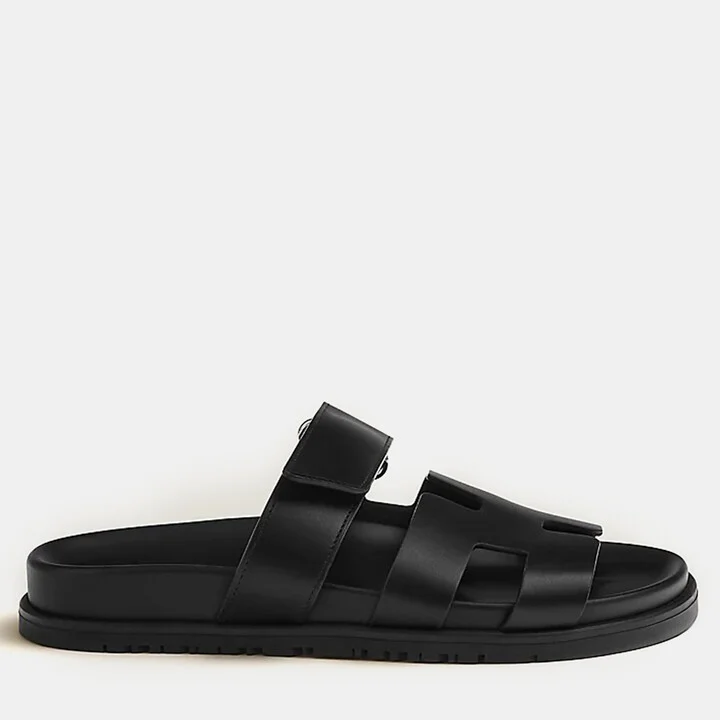 Hermes Black Rubber Chypre Sandal 36.5