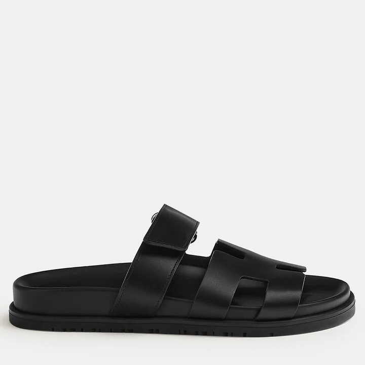 Hermes Black Rubber Chypre sandal 36