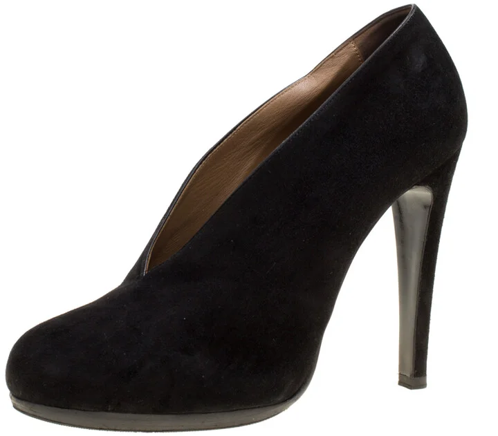 Hermes Black Suede Florida Pumps Size 37.5