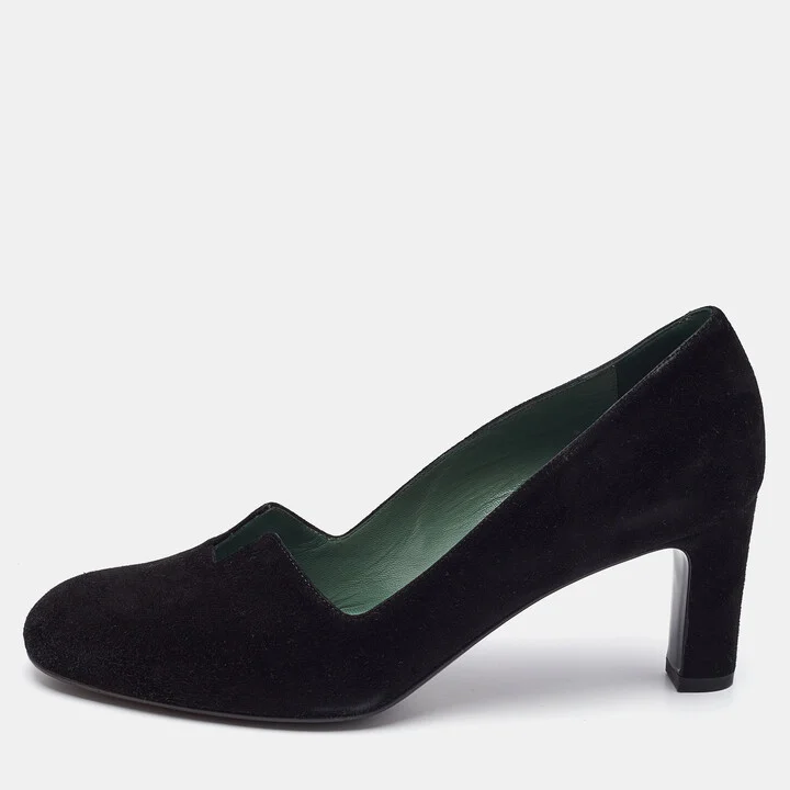 Hermès Black Suede Jackie Pumps Size 37.5
