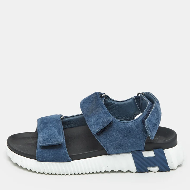 Hermes Blue Suede Junior Slingback Sandals Size 41