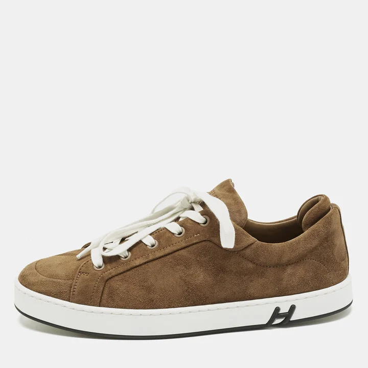 Hermes Brown Suede Kid Sneakers Size 40