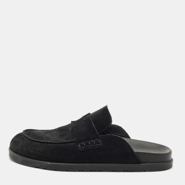 Hermes Dark Green Suede Go Mules Size 39