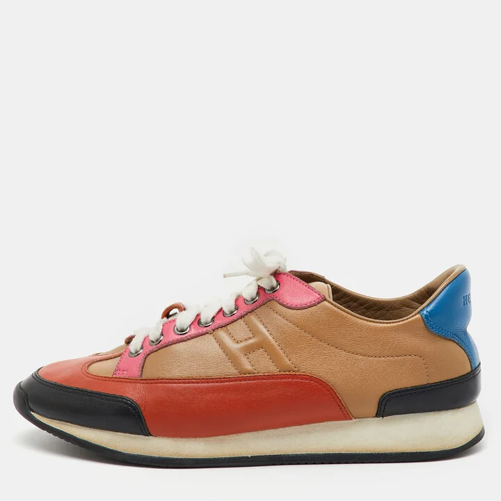 Hermes Multicolor Leather Trail Low Top Sneakers Size 39