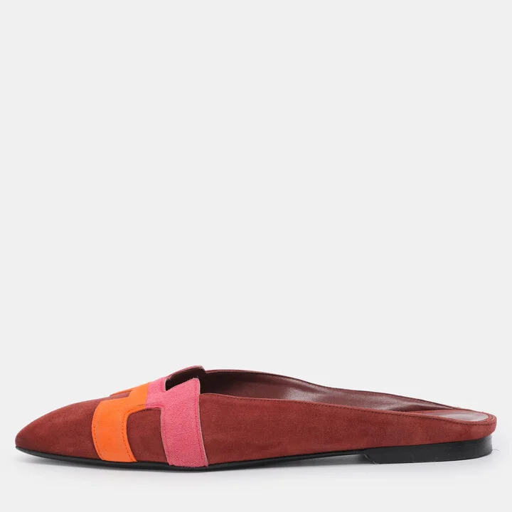 Hermès Multicolor Suede Roxanne Mules Size 38