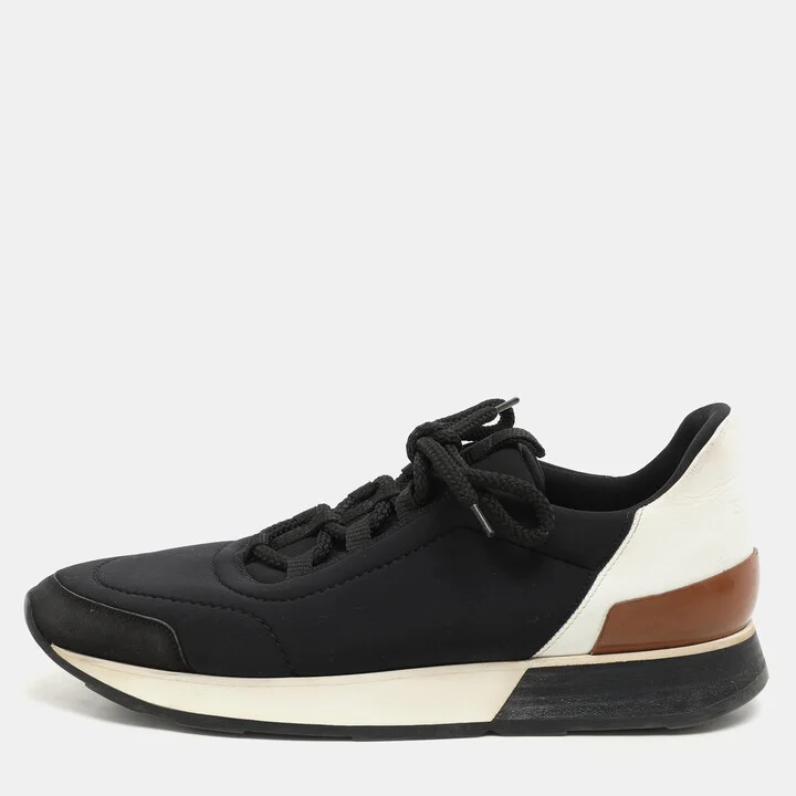 Hermes Navy Blue Neoprene Miles Low Top Sneakers Size 39.5
