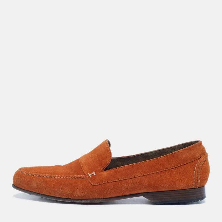 Hermes Orange Suede Keep Loafers Size 41