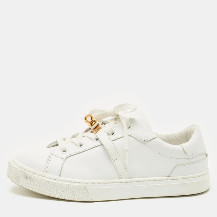 Hermes White Leather Day Low Top Sneakers Size 38