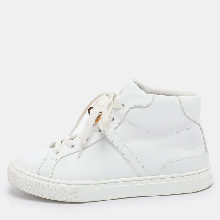 Hermes White Leather Daydream High Top Sneakers Size 38