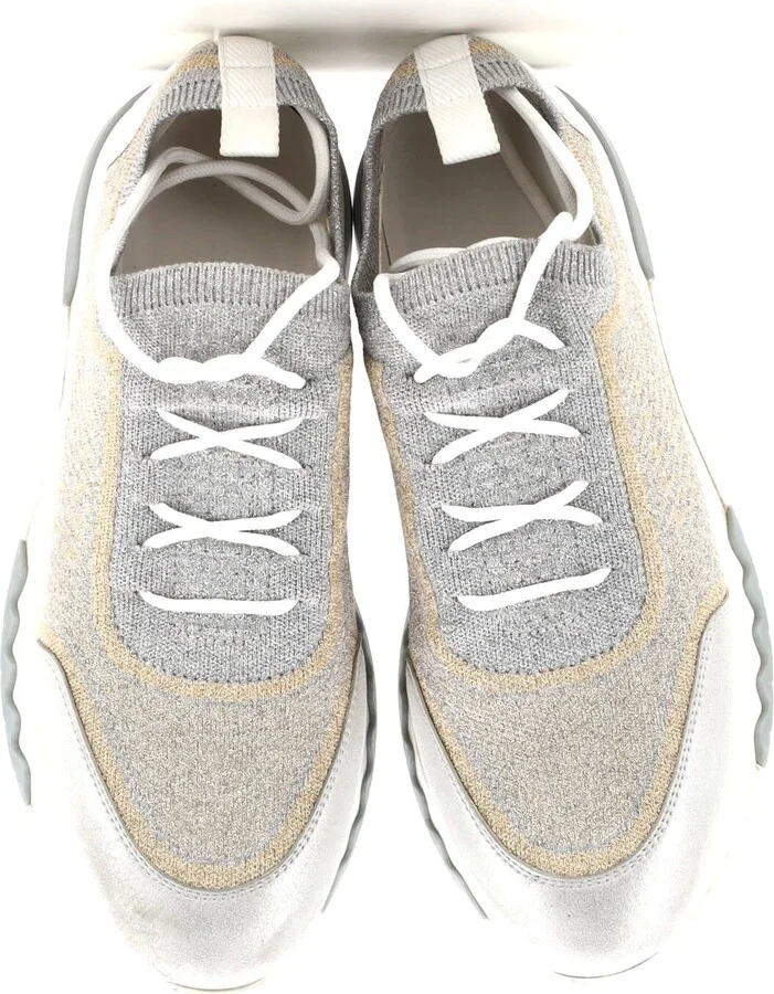 Hermes Women's Addict Sneakers Knit Fabric with Leather - Image 2