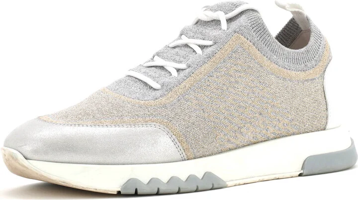 Hermes Women's Addict Sneakers Knit Fabric with Leather