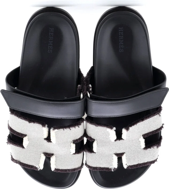 Hermes Women's Chypre Sandals Frayed Canvas with Leather - Image 2