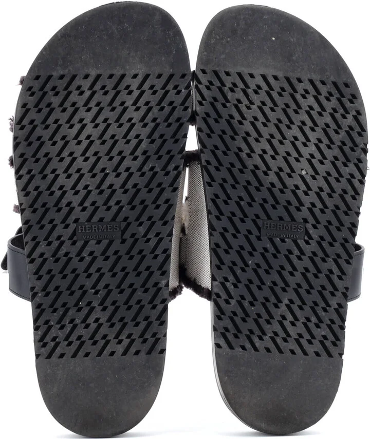Hermes Women's Chypre Sandals Frayed Canvas with Leather - Image 4