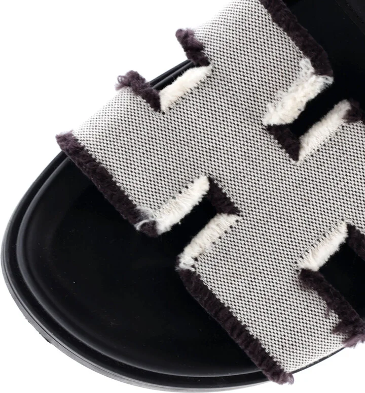 Hermes Women's Chypre Sandals Frayed Canvas with Leather - Image 5