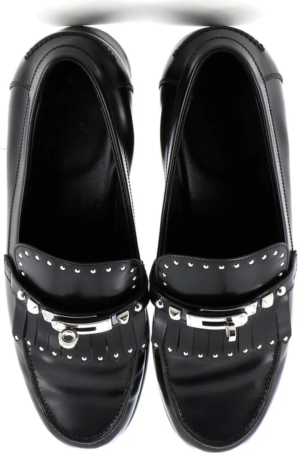 Hermes Women's Destin Fringe Loafers Studded Leather - Image 2