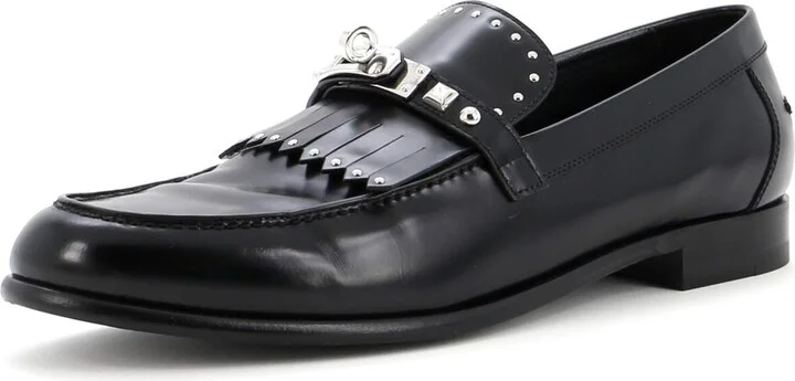 Hermes Women's Destin Fringe Loafers Studded Leather