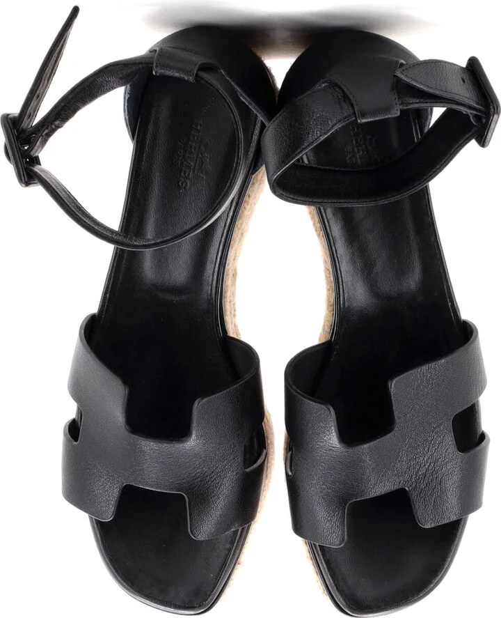 Hermes Women's Elda Wedge Espadrilles Leather - Image 2