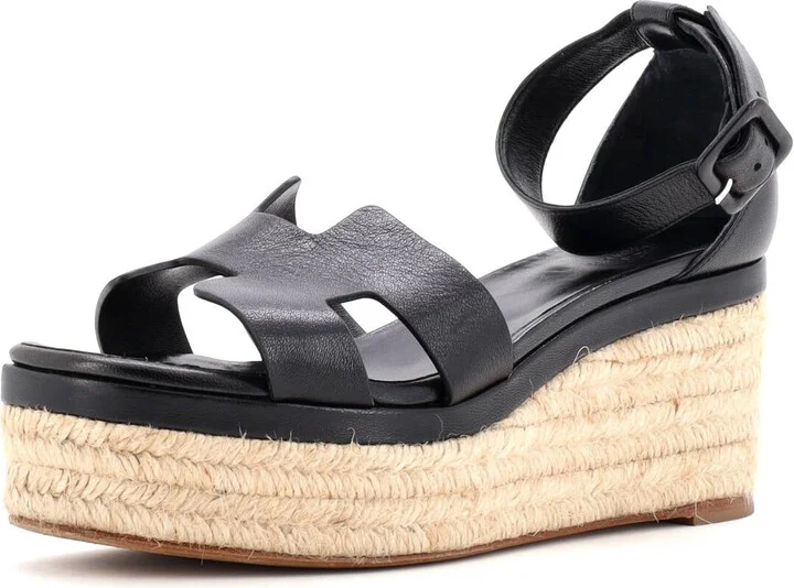 Hermes Women's Elda Wedge Espadrilles Leather