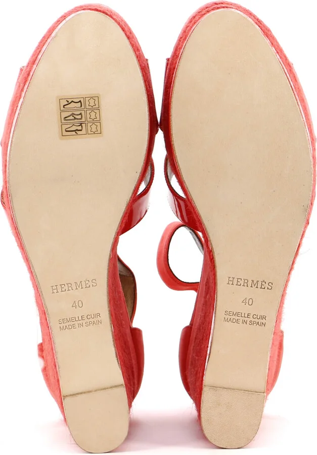 Hermes Women's Elda Wedge Espadrilles Suede - Image 4