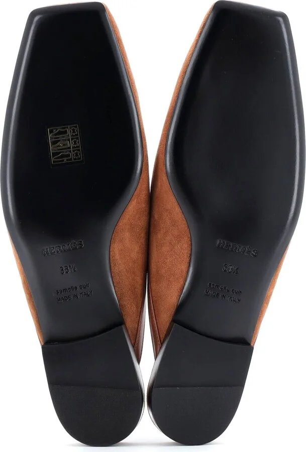 Hermes Women's Groupie Mules Suede with Leather - Image 4