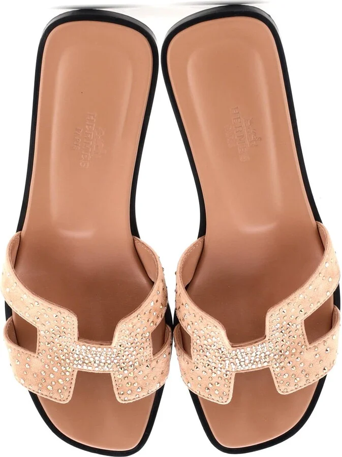 Hermes Women's Oran Sandals Embellished Suede - Image 2