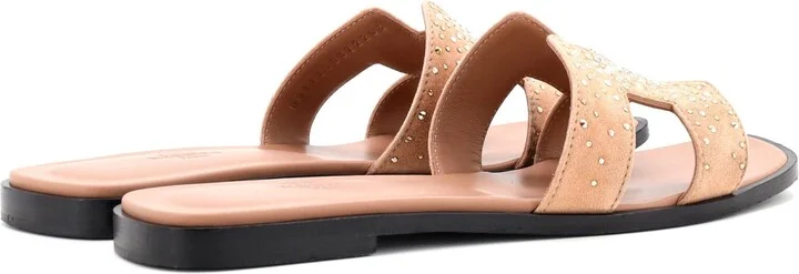 Hermes Women's Oran Sandals Embellished Suede - Image 3