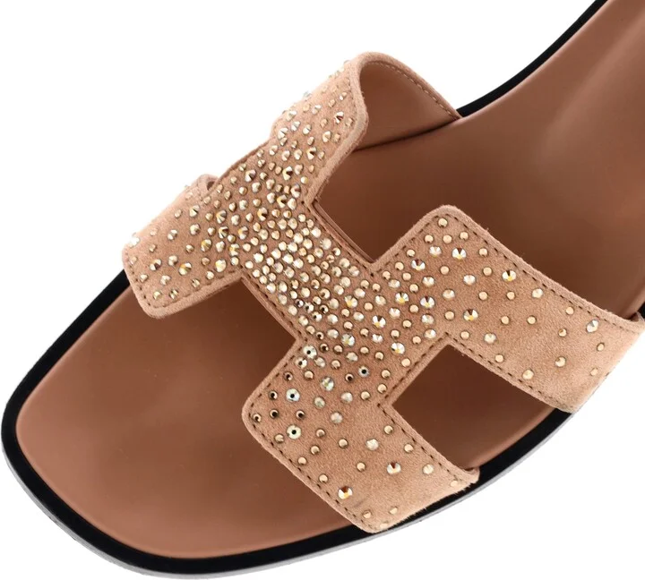 Hermes Women's Oran Sandals Embellished Suede - Image 5