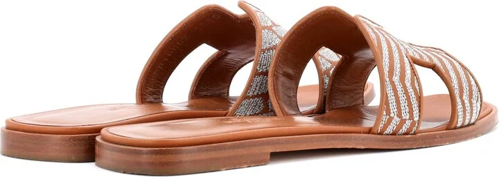 Hermes Women's Oran Sandals Embroidered Leather - Image 3