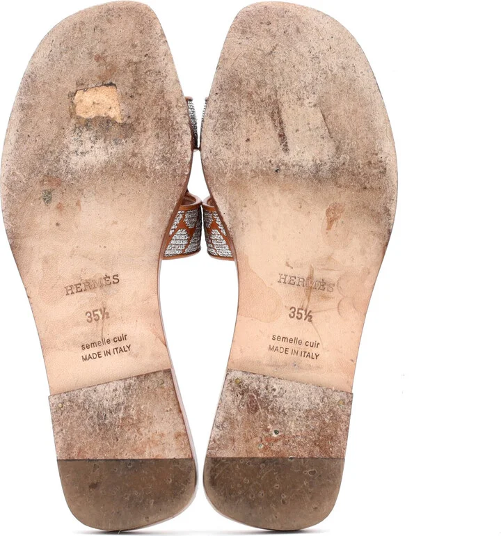 Hermes Women's Oran Sandals Embroidered Leather - Image 4