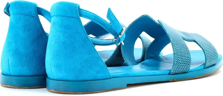 Hermes Women's Santorini Sandals Lizard and Suede - Image 3