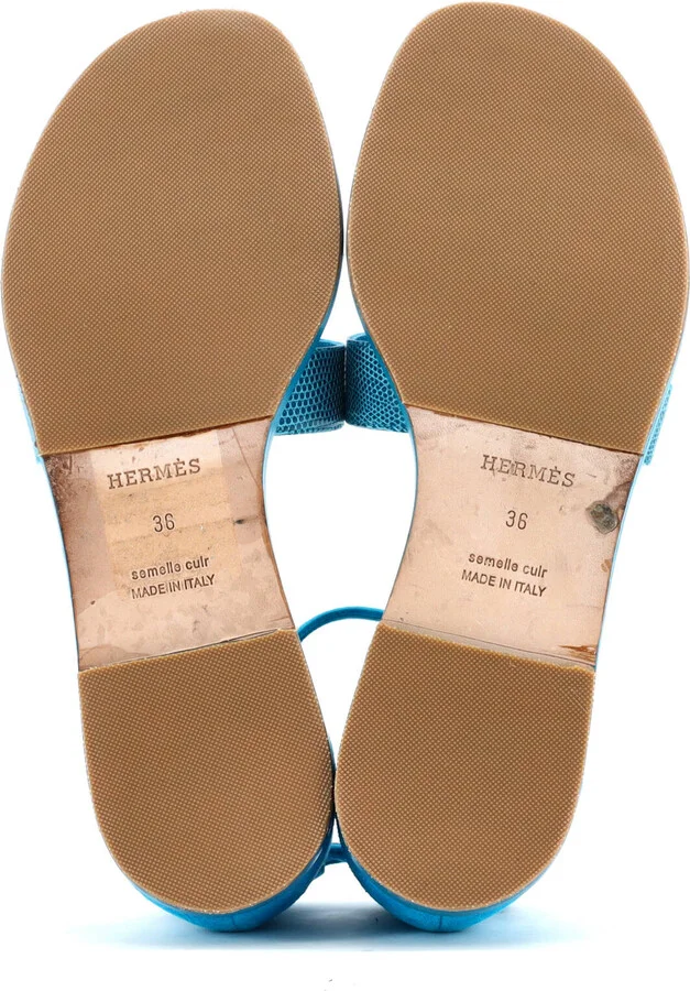 Hermes Women's Santorini Sandals Lizard and Suede - Image 4