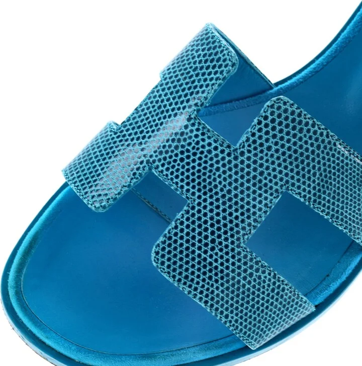 Hermes Women's Santorini Sandals Lizard and Suede - Image 5