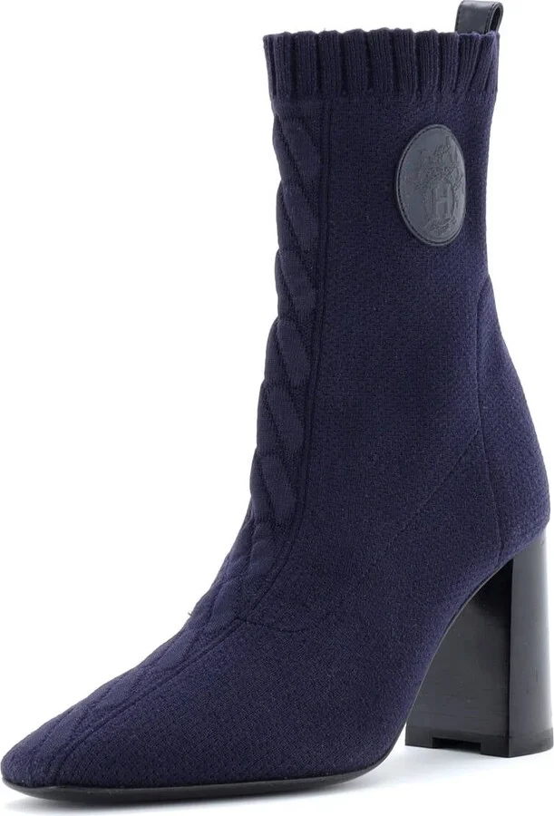 Hermes Women's Volver Ankle Boots Knit Fabric