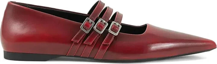 Hermine pointed-toe buckled ballet flats
