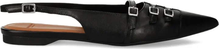 Hermine pointed-toe buckled ballet flats