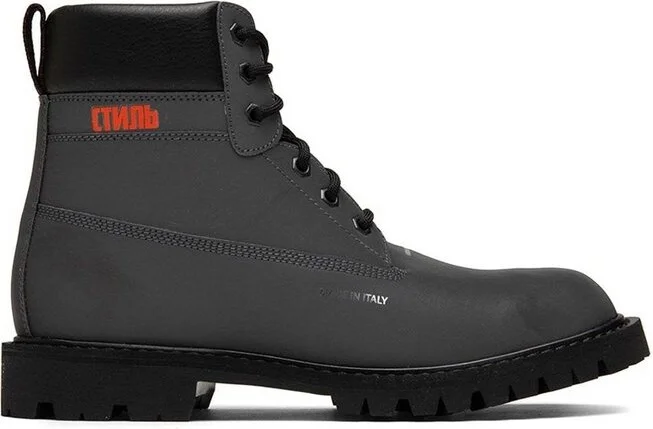 Heron Preston Reflective Lace-Up Ankle Boots