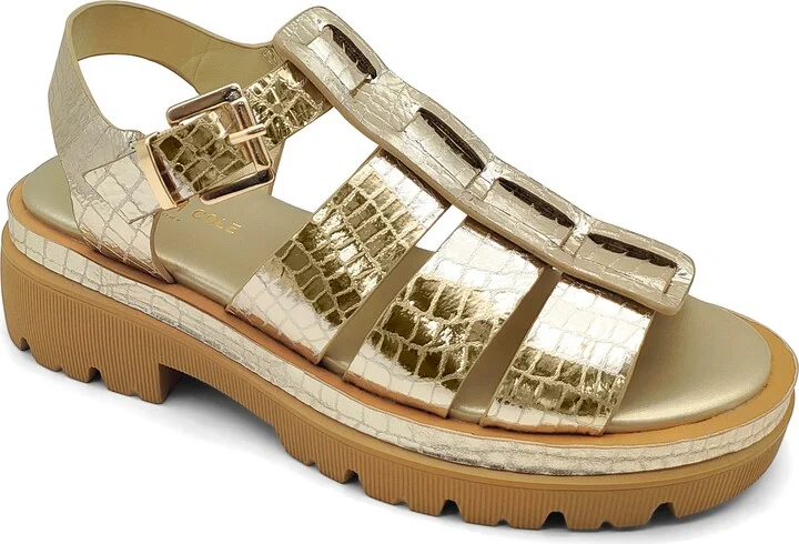 Herron Lizard Embossed Lug Sole Sandal
