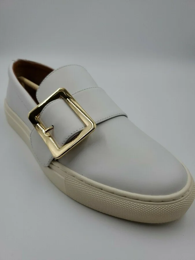 Heska 07 Women's 6217886 White Calf Leather Slip On Sneakers