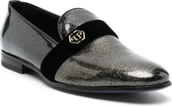 Hexagon glitter-embellished loafers - Image 2