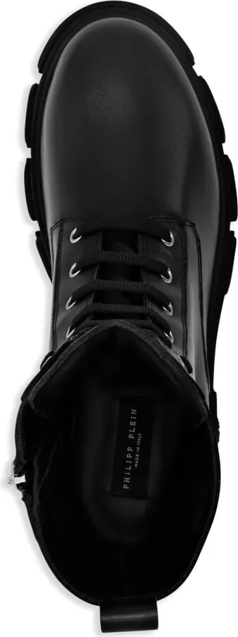 Hexagon-logo leather boots - Image 4